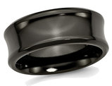Men's Titanium 9mm Concave Black Polished Wedding Band Ring